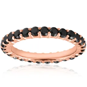 1 1/2 cttw Womens Stackable Round Black Diamond Eternity Ring 14 karat Rose Gold