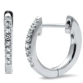 10KT White Gold Diamond Huggie Hoop Earrings .07 ct. for Women