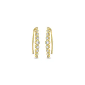 14k Graduated Diamond Bezel Bar Drop Hook Earrings