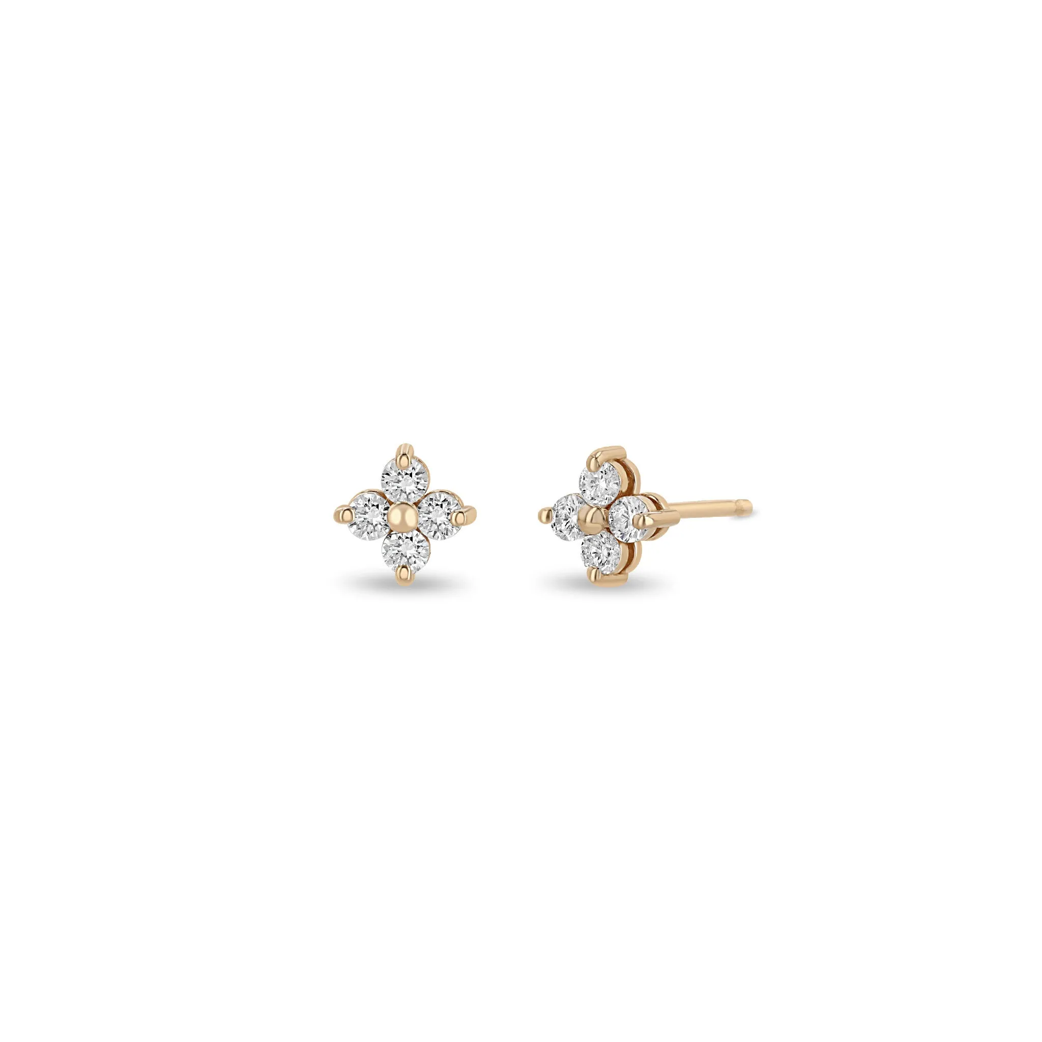 14k Prong Diamond Quad Studs