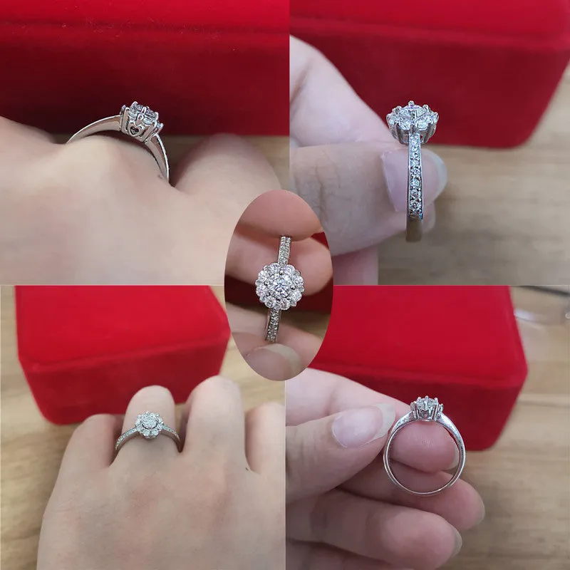 18k White Gold 4mm Round Shape Moissanite Stone Ring for Women