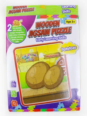 2 in 1 Wooden Jigsaw Puzzle Ostrich   Potatoes