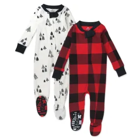 2-Pack Organic Cotton Holiday Snug-Fit Footed Pajamas