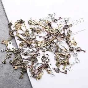 20Pcs Steampunk Mixed Keys Charms Vintage Bronze Metal Zinc Alloy For Fine Trendy Mixed Pendant Char