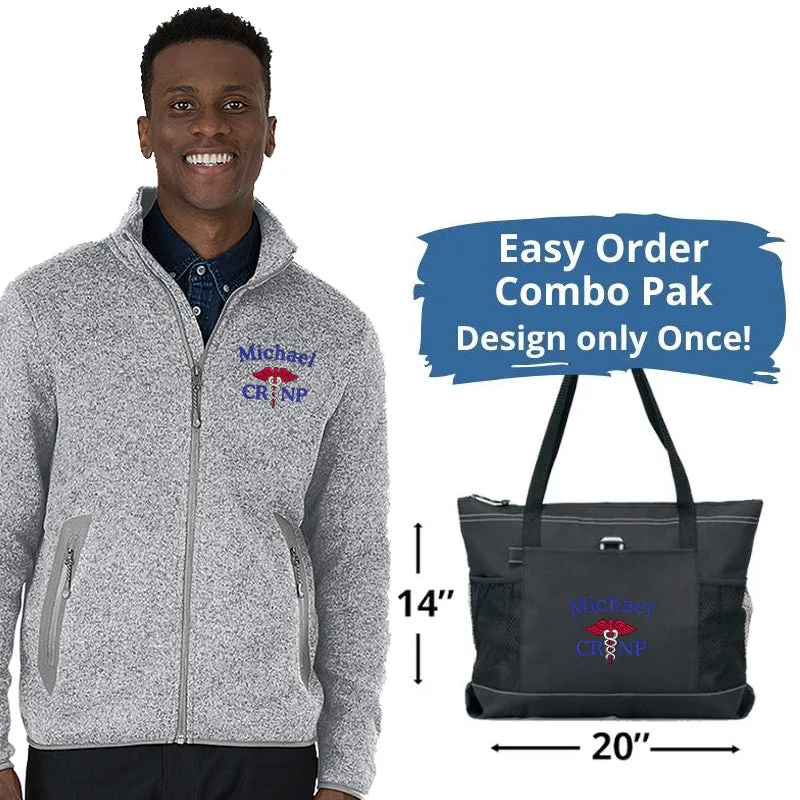 9493 |  Charles River Mens Heathered Fleece Nurse Jacket TOTE COMBO PAK