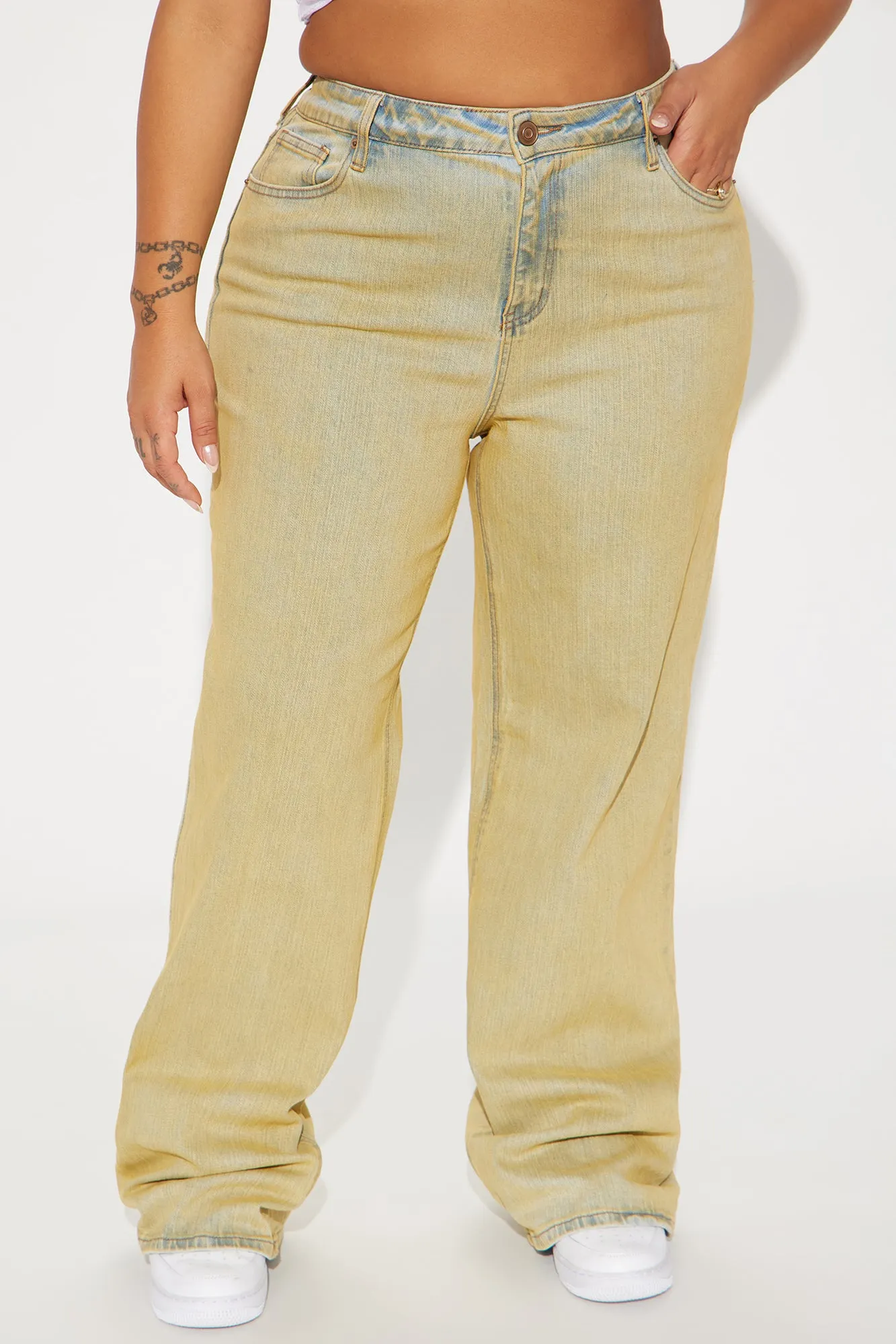 Affirmations Stretch Tinted Wide Leg Jeans - Vintage Wash