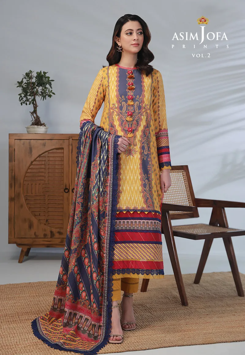 AJBP-35 DESIGNERS STITCHED PRINTED LAWN 3 PCS