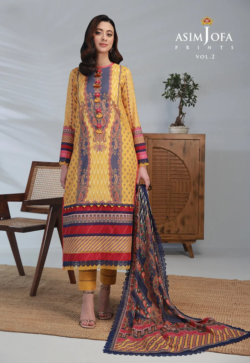 AJBP-35 DESIGNERS STITCHED PRINTED LAWN 3 PCS