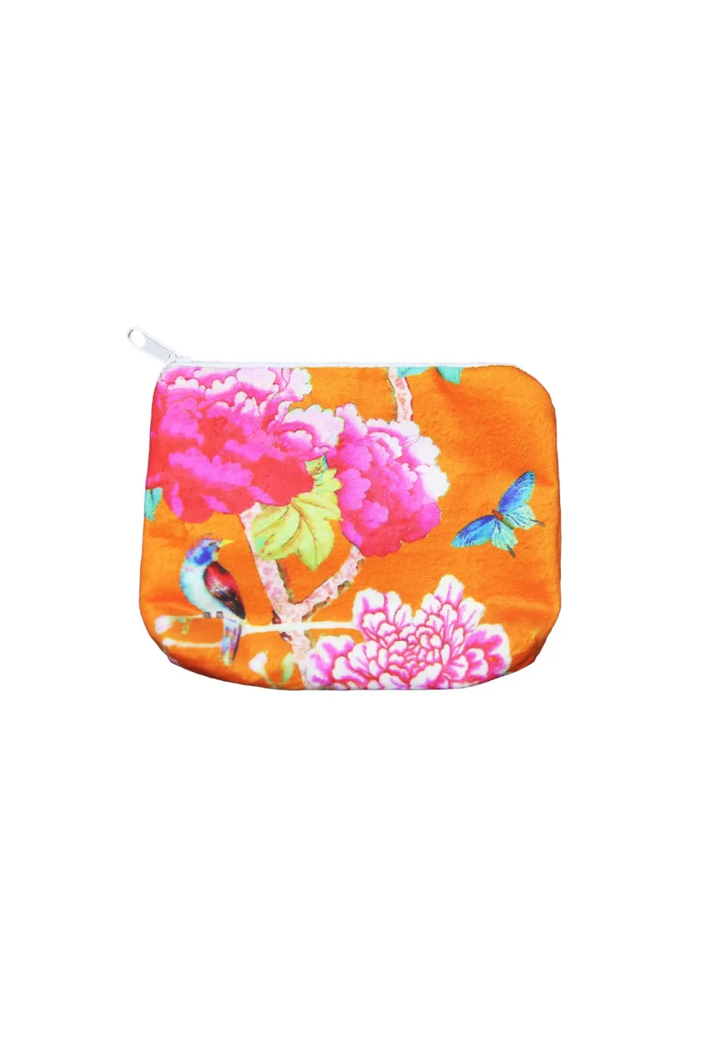 ANNA CHANDLER VELVET CHANGE PURSE ORANGE BIRD