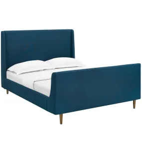 Aubree Upholstered Fabric Sleigh Platform Bed