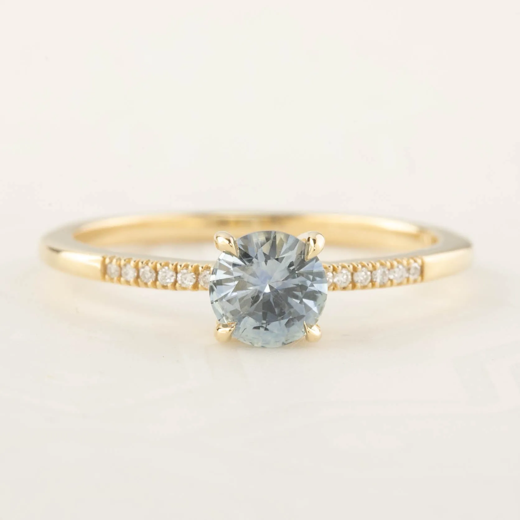 Audrey Ring 0.70ct Light Blue Round Montana Sapphire