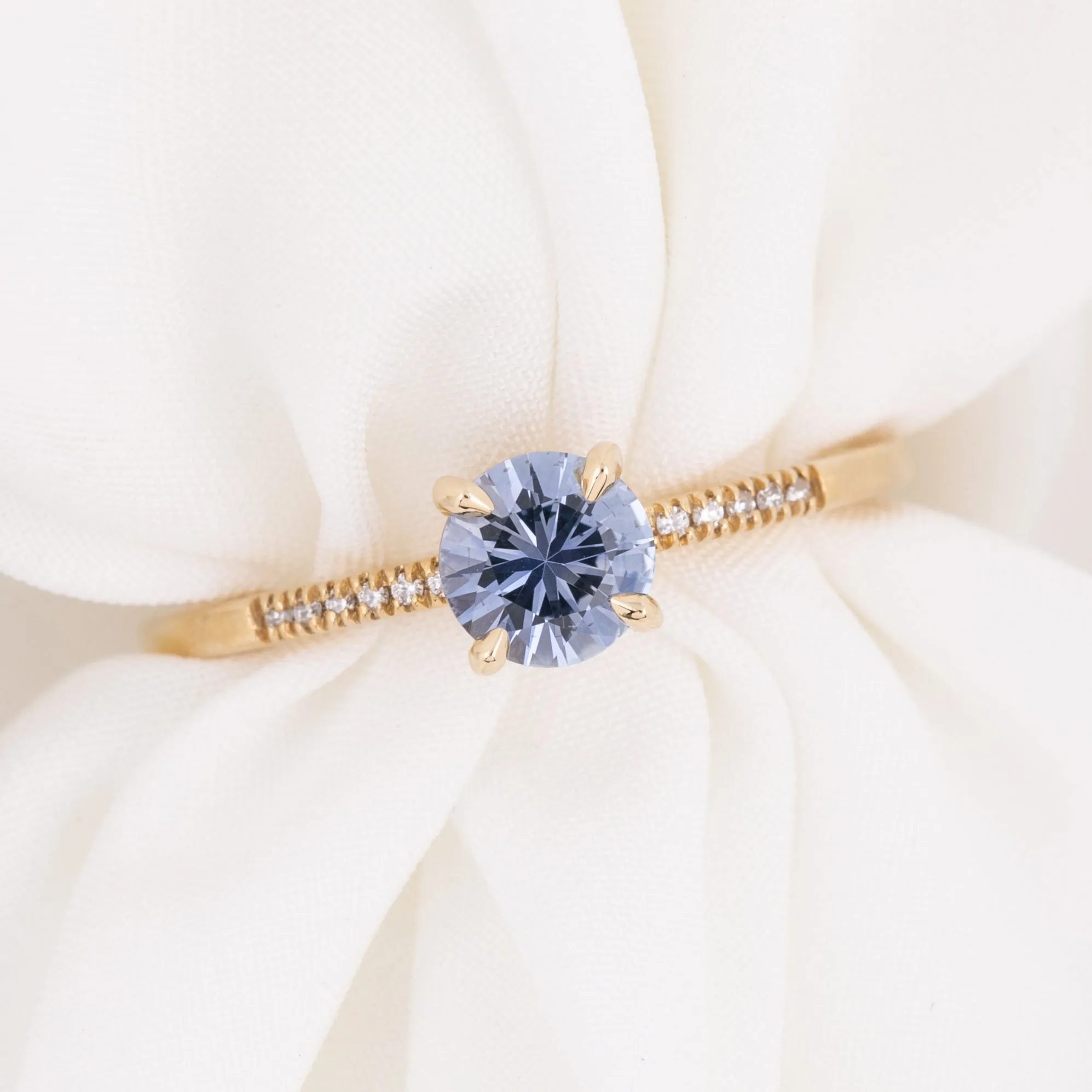 Audrey Ring 0.70ct Light Blue Round Montana Sapphire