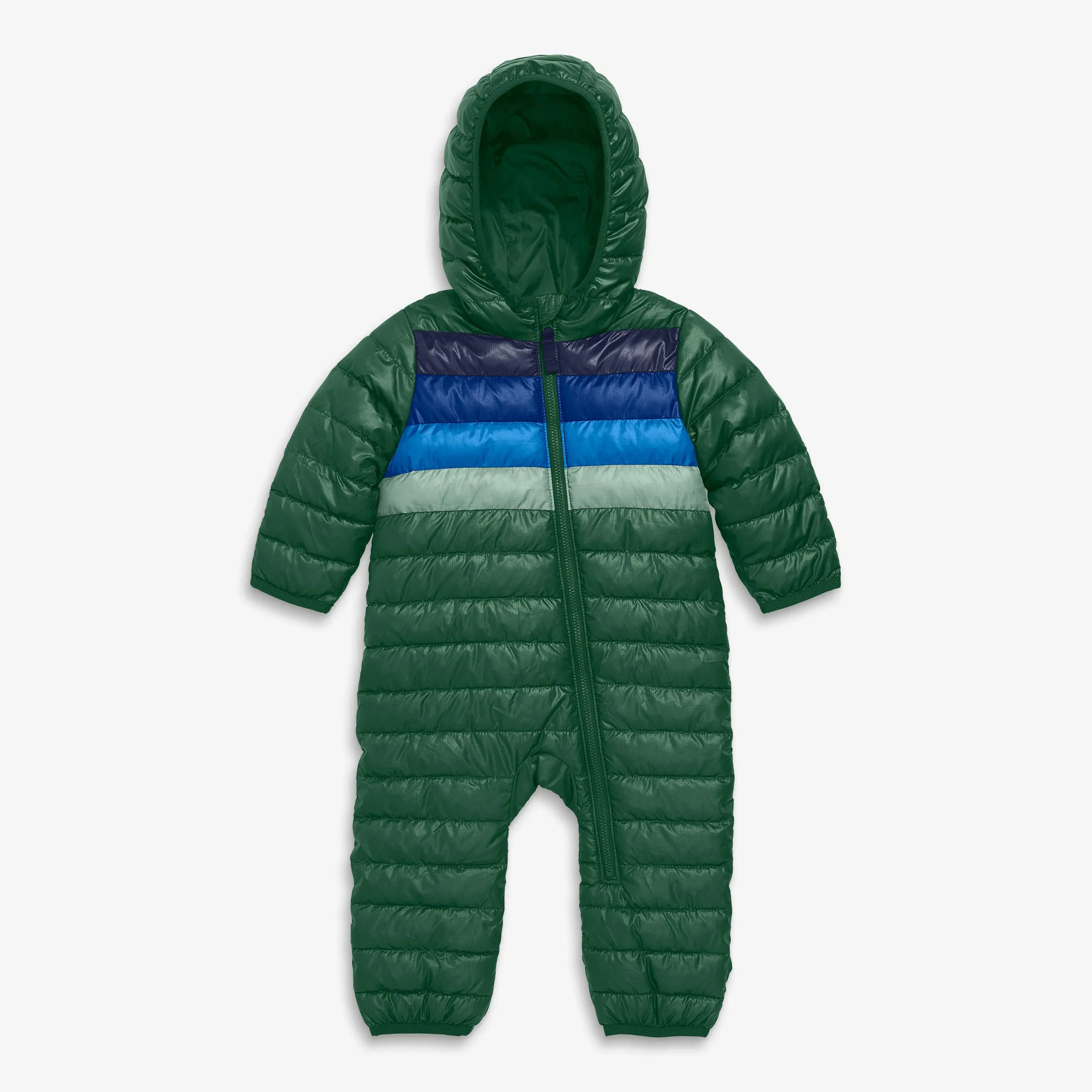 Baby lightweight puffer suit in rainbow stripe