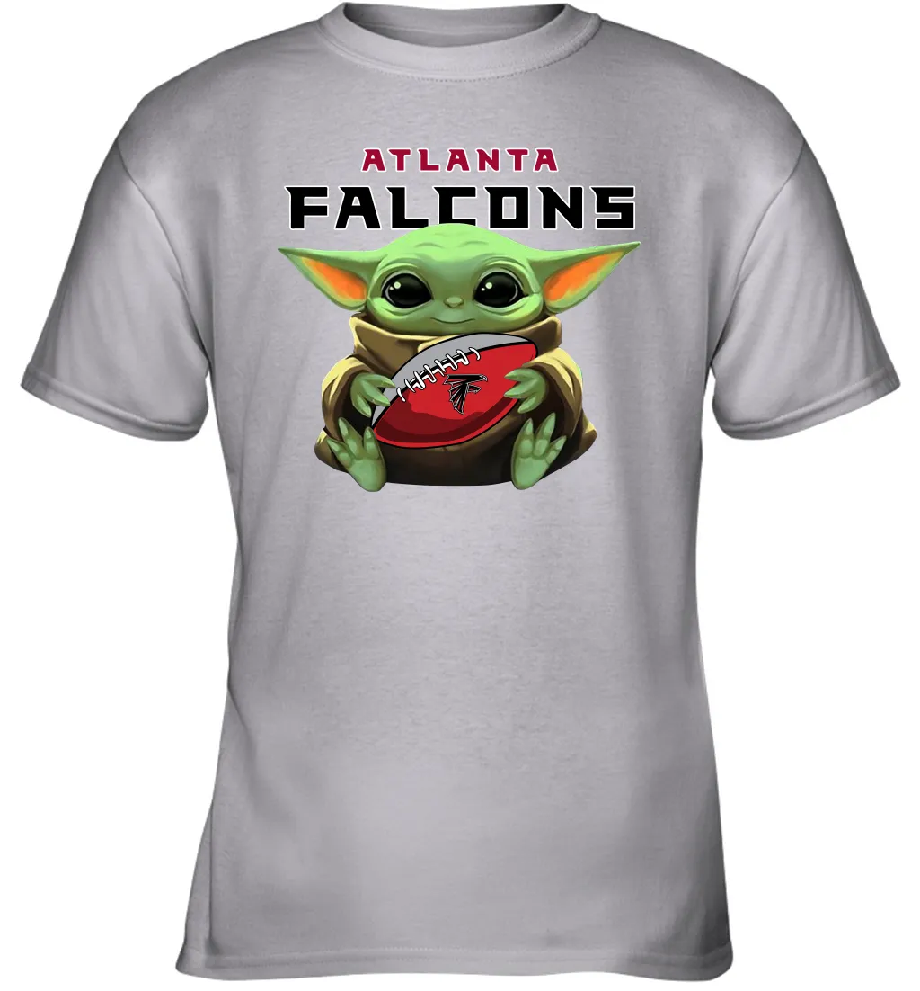 Baby Yoda Loves The Atlanta Falcons Star Wars Baby Yoda Hugs Falcons NFL Youth T-Shirt