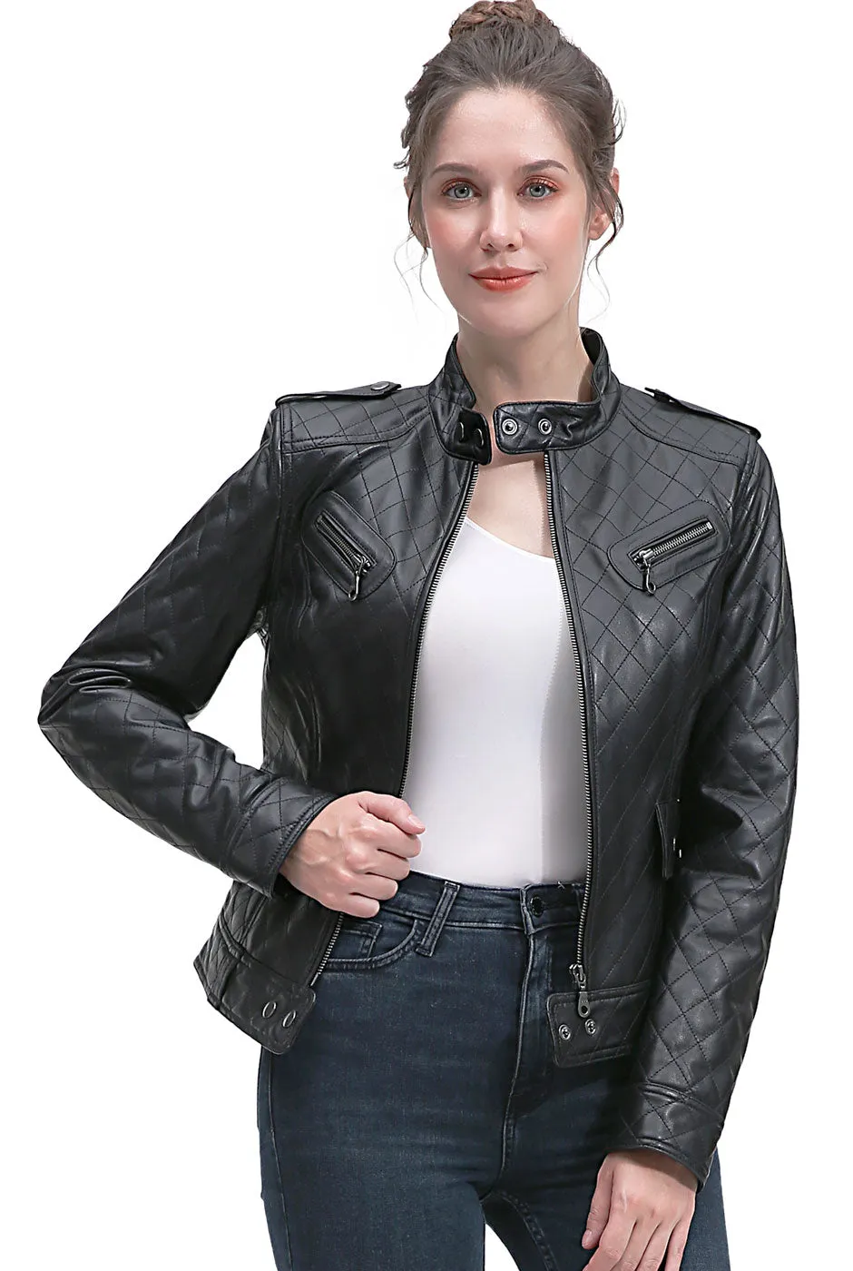 BGSD Women Clara Lambskin Leather Jacket