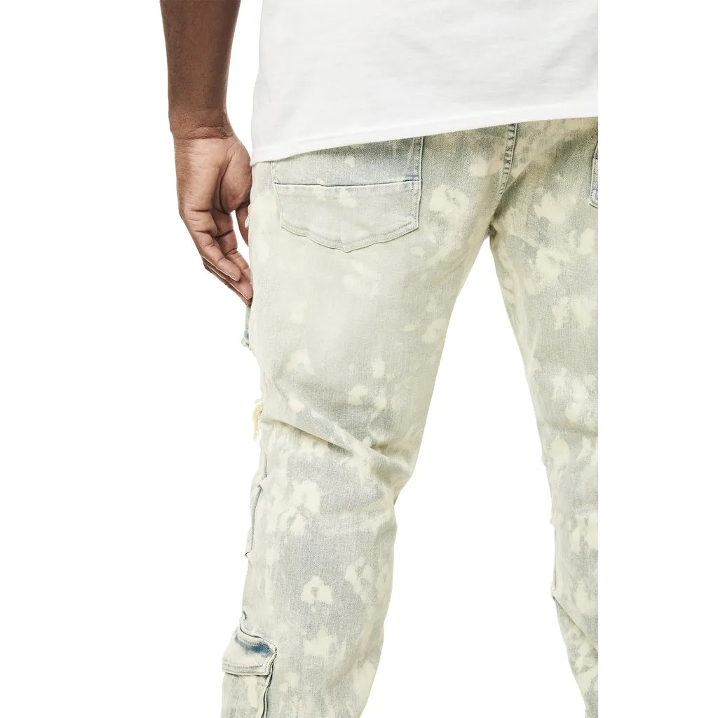 Big and Tall - Utility Multi Colored Cargo Stacked Denim Jeans - Seafoam