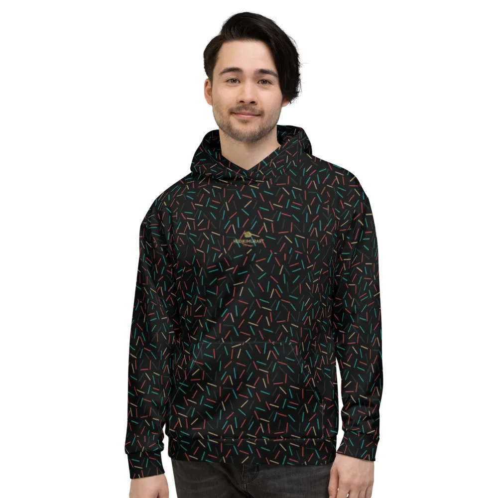 Black Birthday Sprinkle Men's Hoodies, Long Sleeve Sweatshirt UnisexTop- Made in EU