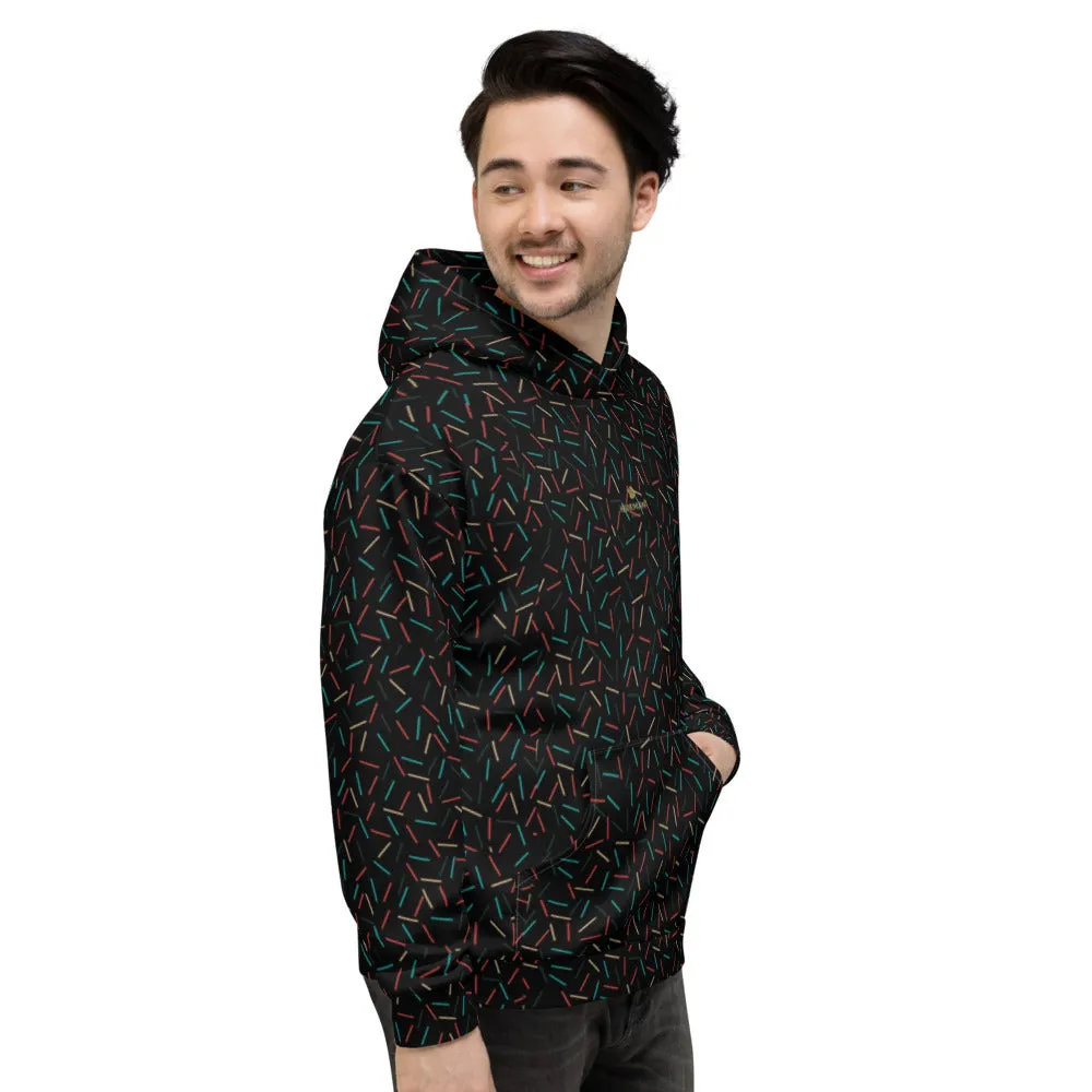 Black Birthday Sprinkle Men's Hoodies, Long Sleeve Sweatshirt UnisexTop- Made in EU