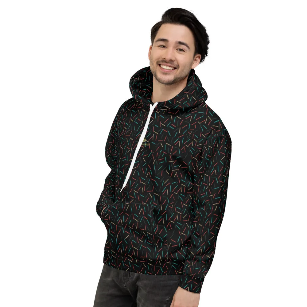 Black Birthday Sprinkle Men's Hoodies, Long Sleeve Sweatshirt UnisexTop- Made in EU