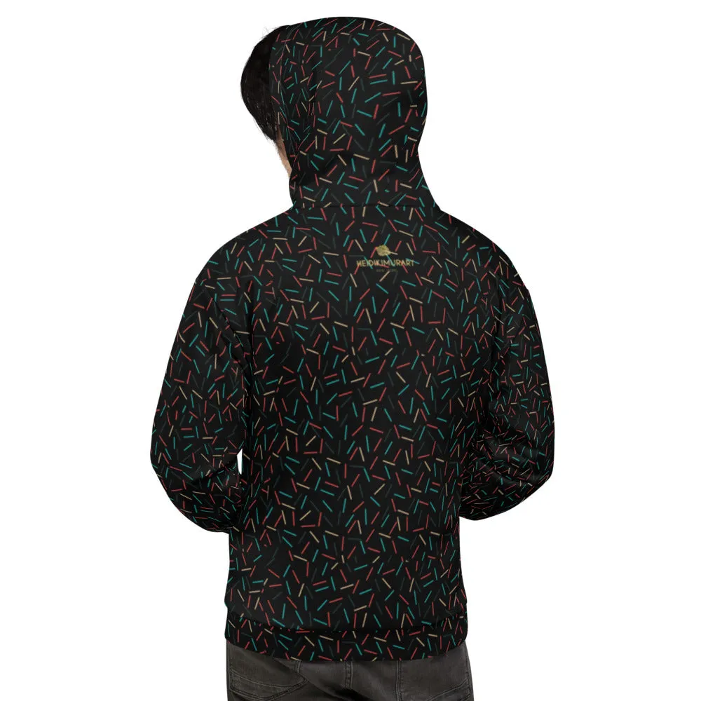 Black Birthday Sprinkle Men's Hoodies, Long Sleeve Sweatshirt UnisexTop- Made in EU