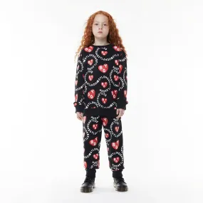 BOY KIDS HEART JOGGERS - BLACK