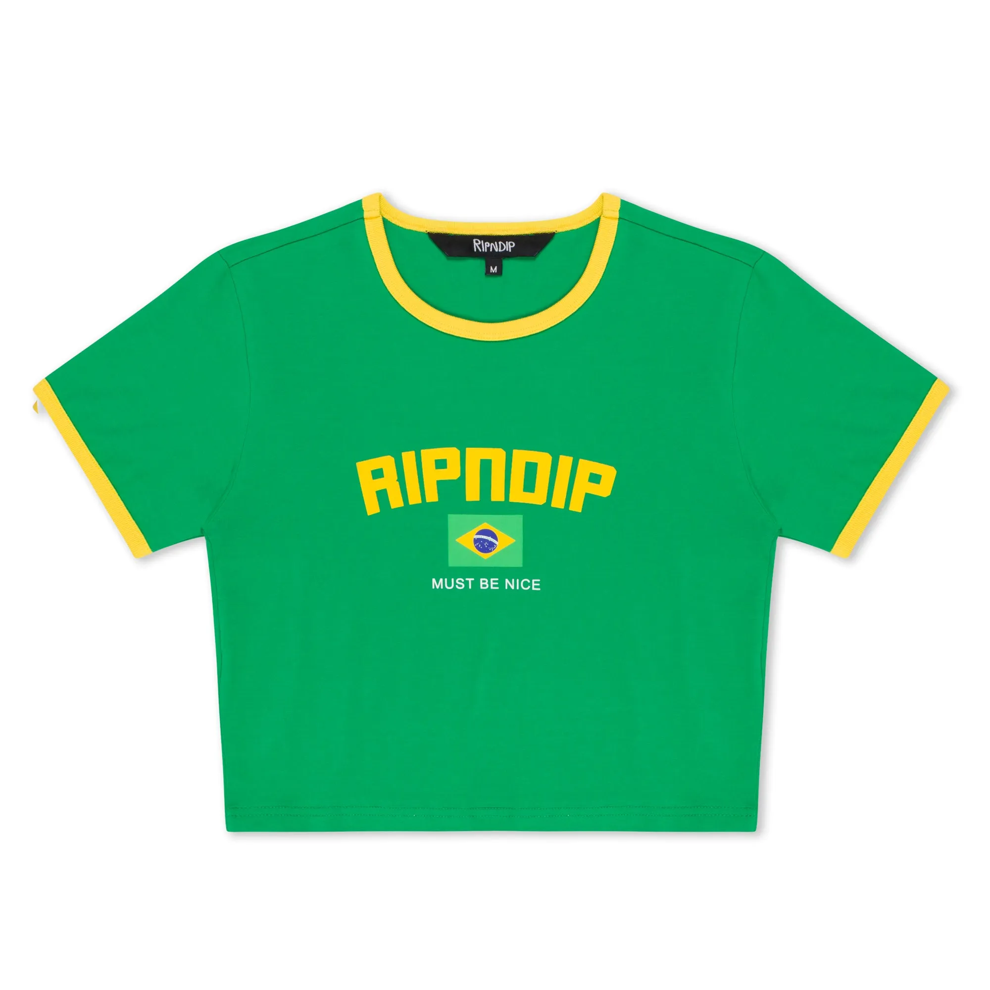 Brazil Cropped Ringer Tee (Green/Yellow)