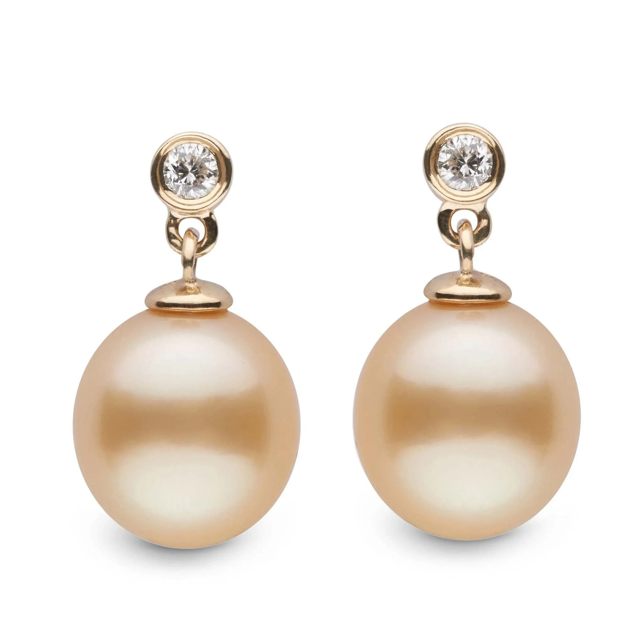 Brilliant Collection Drop Golden South Sea 9.0-10.0 mm Pearl & Diamond Dangle Earrings