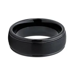 Brushed Black Tungsten & Ladder Edge Ring (8mm)