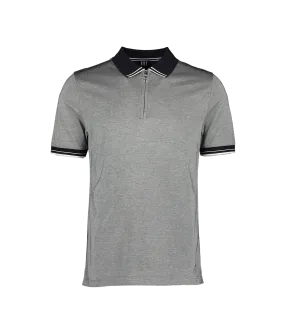 Bynoel Boxford Weave Zip Neck Polo SS - Navy