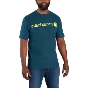 Carhartt Men's Signature Logo Short Sleeve T-Shirt_Night Blue Heather