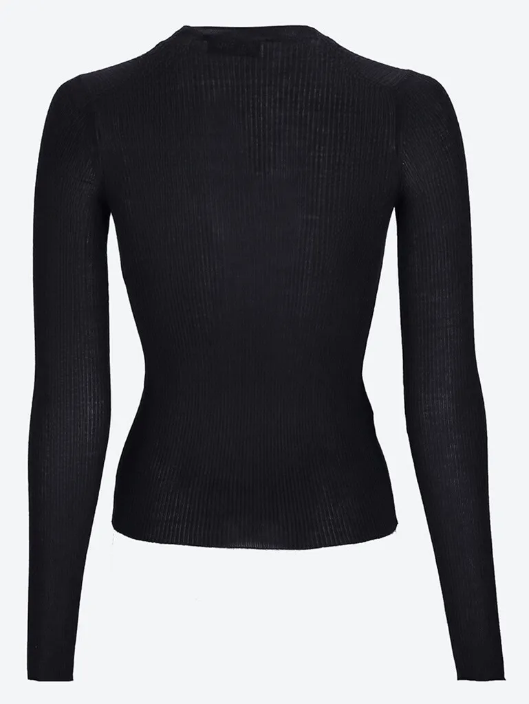 Cashmere silk rib crewneck sweater