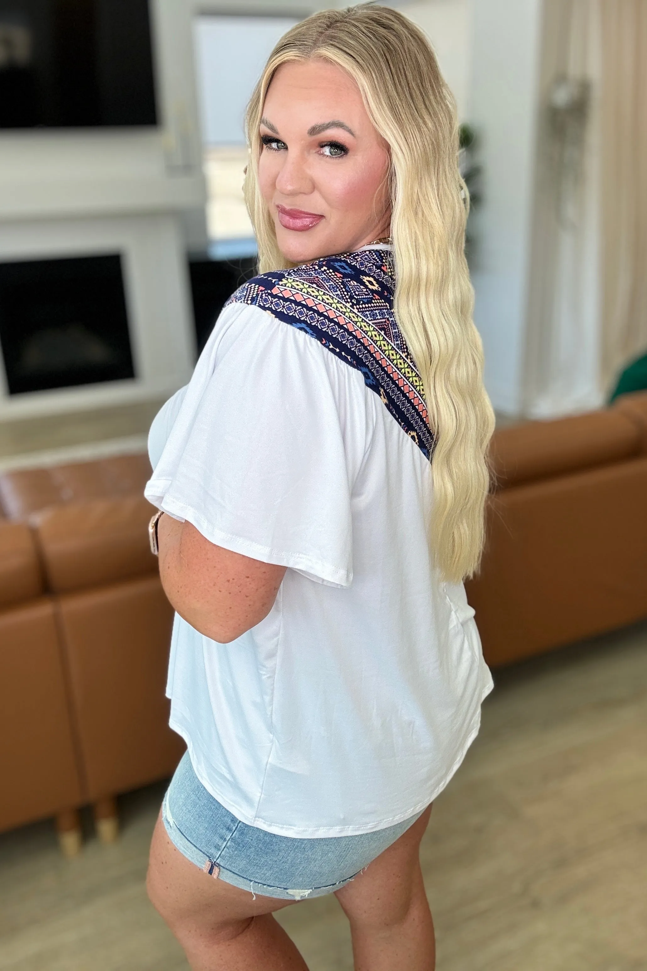 Casually Boho Keyhole Neckline Top