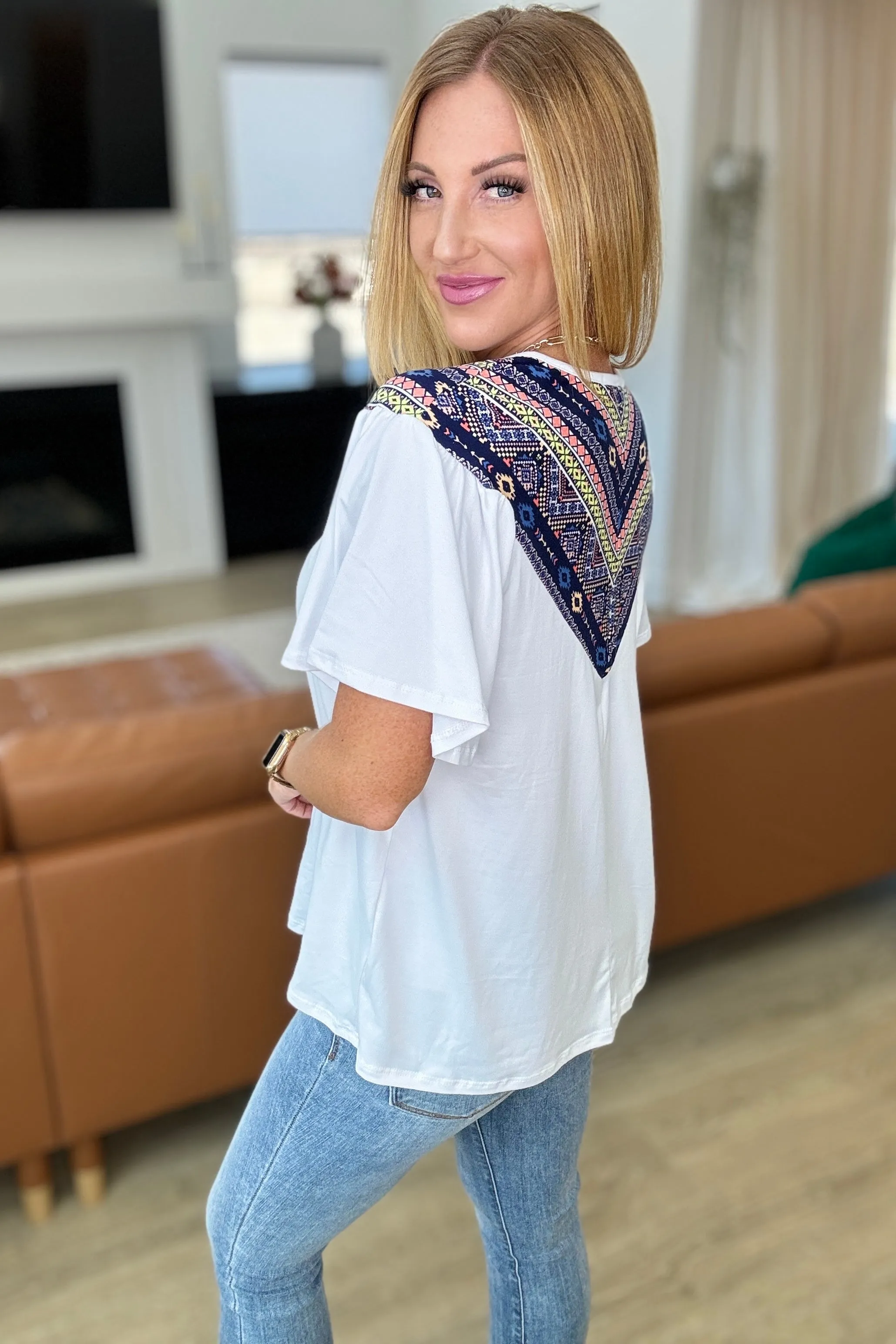 Casually Boho Keyhole Neckline Top