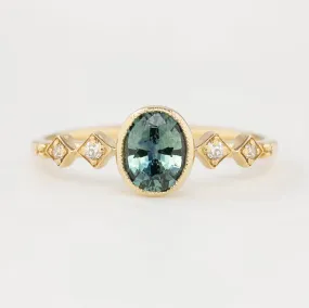 Celeste Ring 0.80ct Oval Blue Green Montana Sapphire (One of a kind)