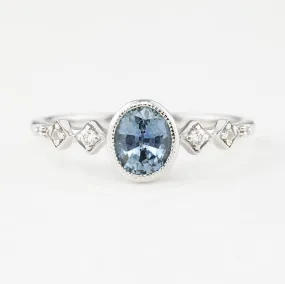 Celeste Ring 0.80ct Oval Blue Montana Sapphire, 14k white gold (One of a kind)