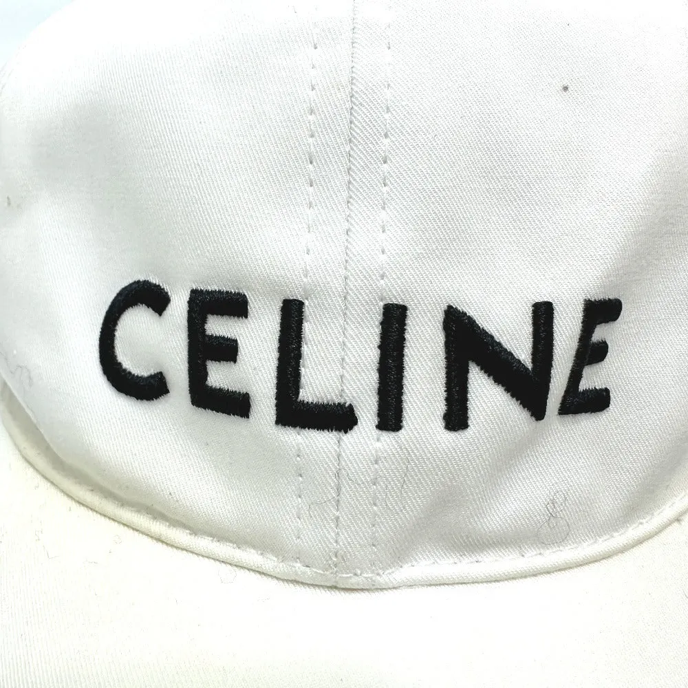 CELINE cap 2AUS9969P cotton white Embroidery baseball cap Women M Used Authentic