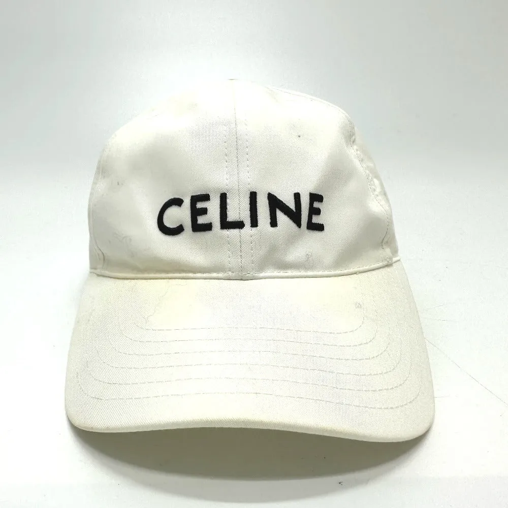 CELINE cap 2AUS9969P cotton white Embroidery baseball cap Women M Used Authentic