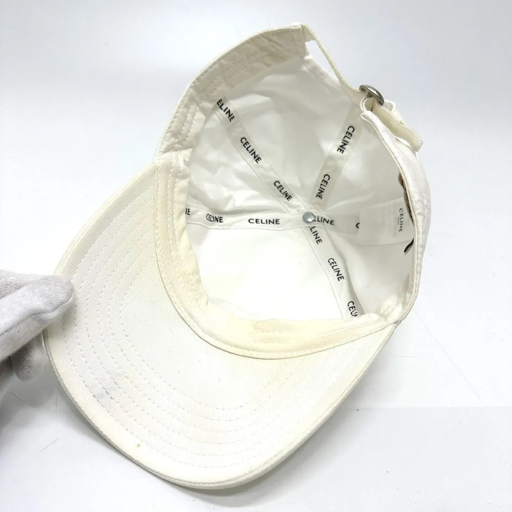 CELINE cap 2AUS9969P cotton white Embroidery baseball cap Women M Used Authentic