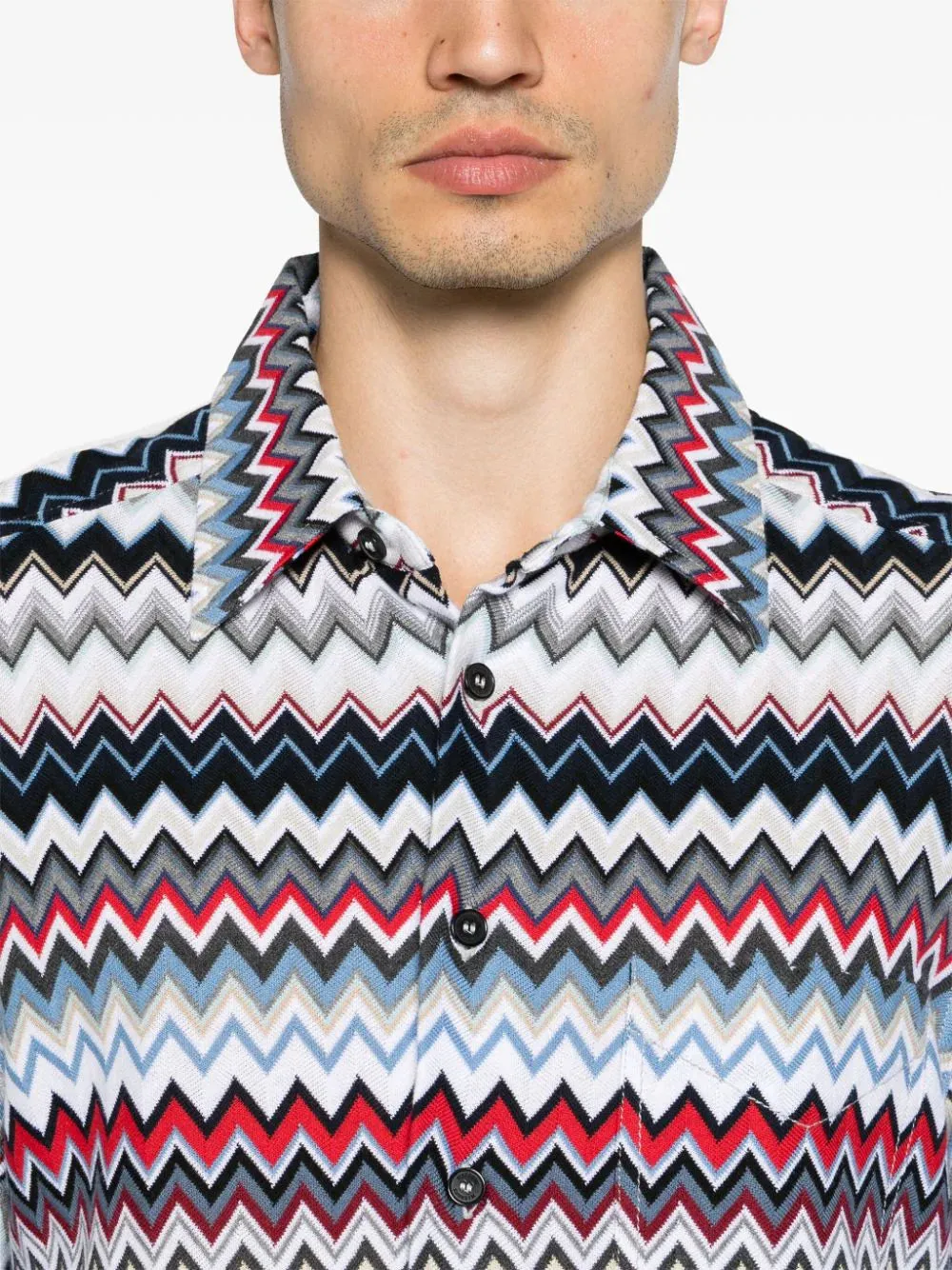 Chevron-Knit Cotton Shirt