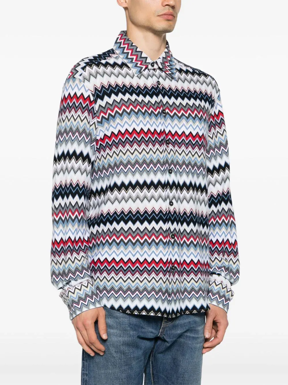 Chevron-Knit Cotton Shirt