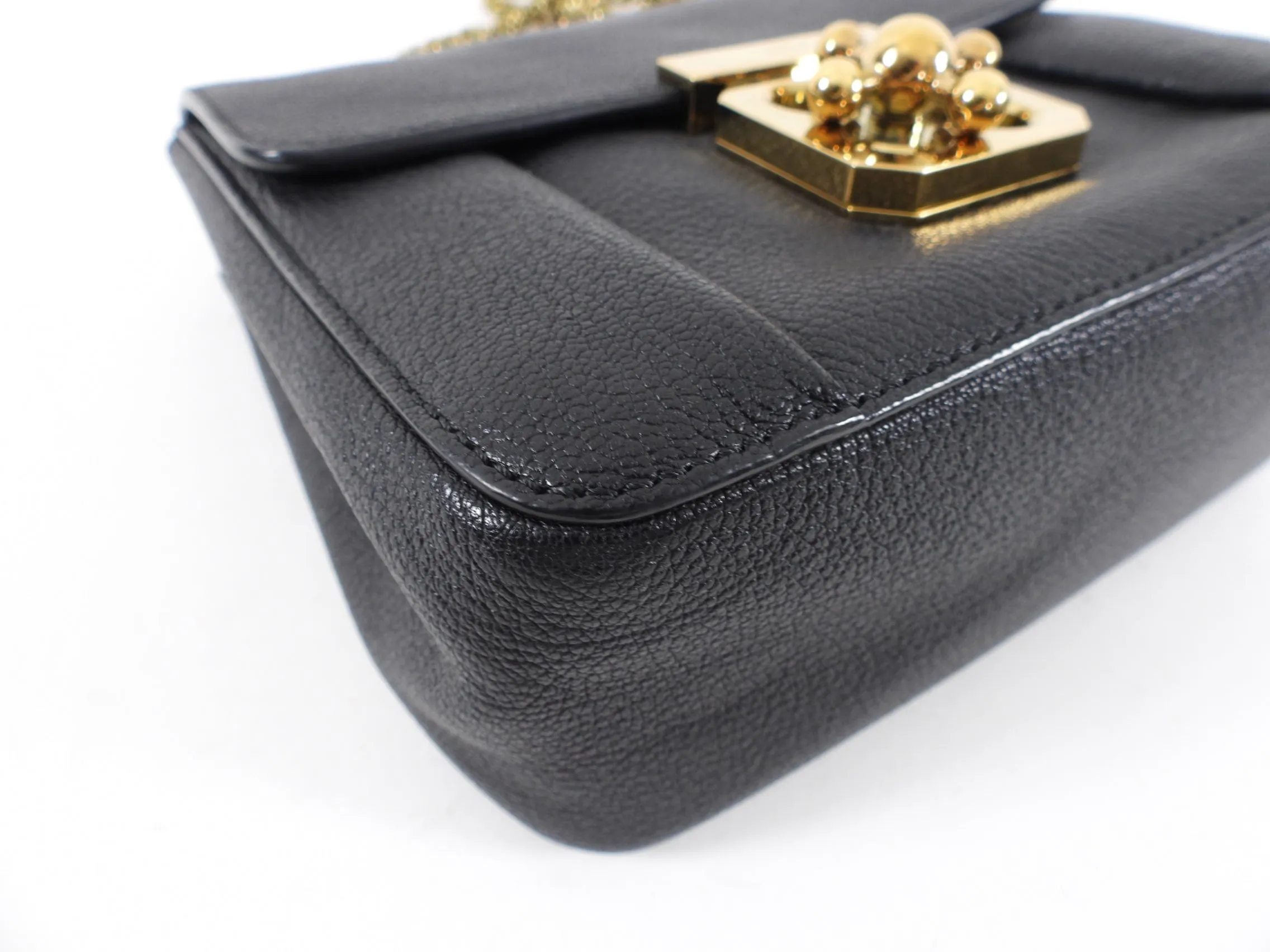 Chloe Black Grained Leather Elsie Chain Bag