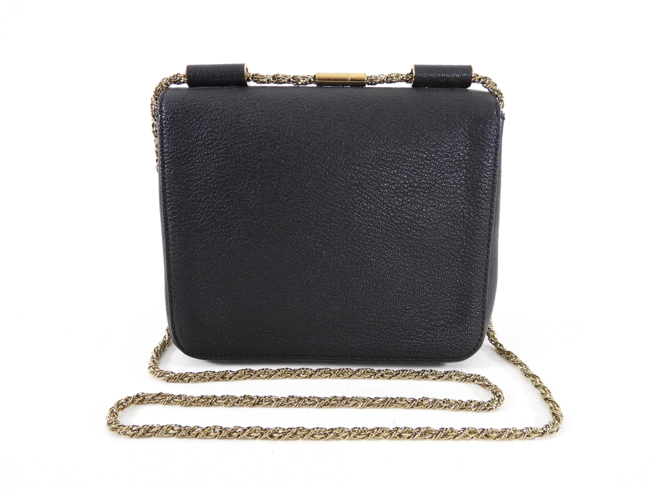 Chloe Black Grained Leather Elsie Chain Bag