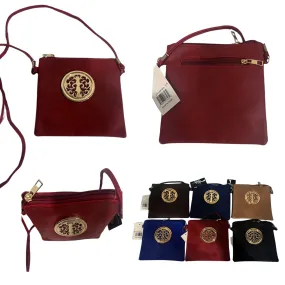 CLEARANCE WOMEN'S EMBLEM CROSSBODY BAG (CASE OF 36 - $2.00 / PIECE)  Wholesale Crossbody with Tree Logo Emblem SKU: 7303-DK-36