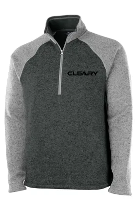 Cleary's Men's Quarter Zip Color Blocked Heathered Fleece Charcoal/Light Grey Heather