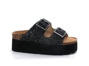 COLORS OF CALIFORNA Ciabatta Platform Glitter Nero