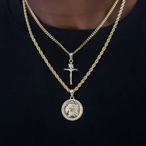 Cross and Coin Set in Yellow Gold