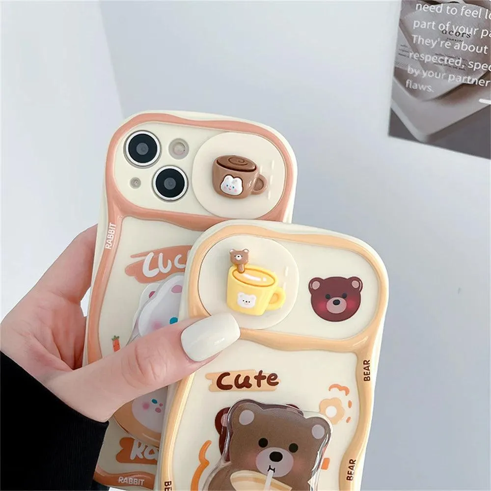 Cute Korean 3D Milk Tea Cartoon Phone Case for iPhone 11, 12, 13, 14, and 15 Pro Max