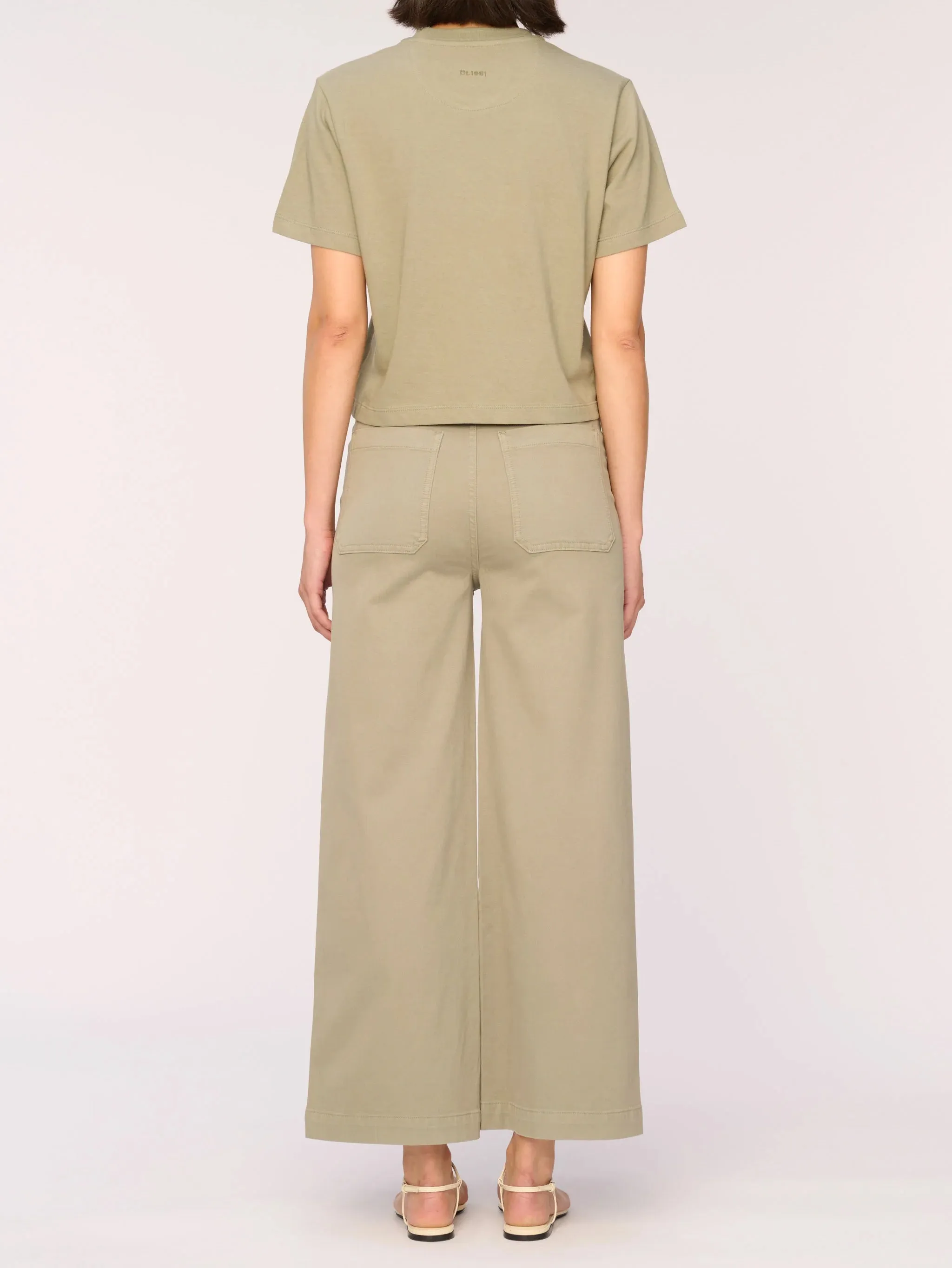 DL1961 Hepburn Wide Leg High Rise Twill Pant - Alpine Green