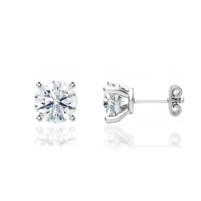 DOVE - Round Moissanite 18k White Gold Donut Basket Stud Earrings