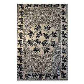 Elephants Roaming Cotton Tapestry